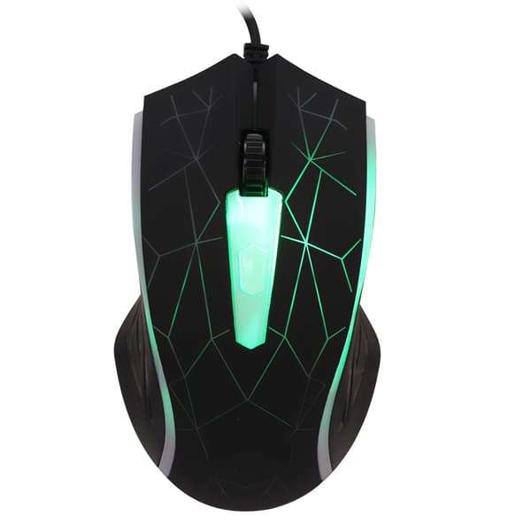 WARWOLF M-01 4D LED Farverig USB Kablet Gaming Lys Mus til Computer Spil Sort
