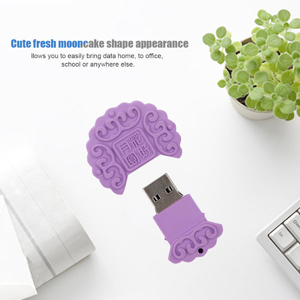 16G Mini Bärbar Månskakformad USB-minne för Windows Vista/7/10/Mac Lila