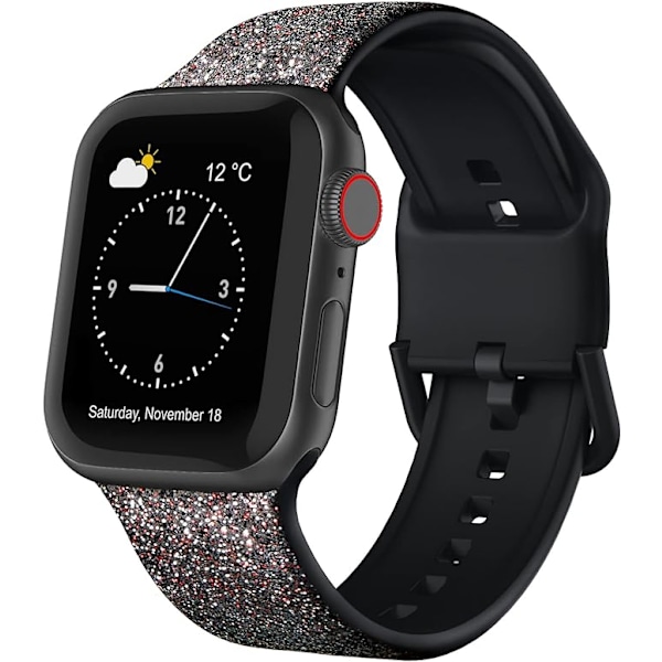 Apple Watch-armband i mjukt silikon, sportarmband, ersättningsarmband, lämplig för hela Iwatch-serien (Shine Red Black 38/40/41mm)