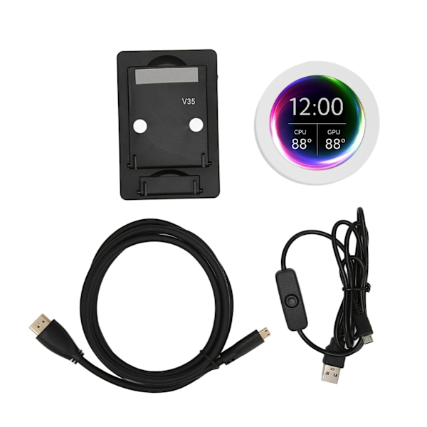 Datamaskin temperaturmonitor 2,8 tommers rund LCD HD Micro USB dimbar plug and play PC CPU datamonitor for vannkjølingssystem