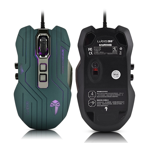 LUOM G5 3200 DPI USB kablet 9 programmerbare knapper spillmus Grønn
