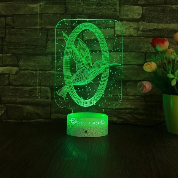 Flygande Fågel 3D Nattlampa Illusionslampa 16 Färger med Fjärrkontroll Led Nattlampa Sovrumsdekoration Jul Födelsedagspresenter Barn