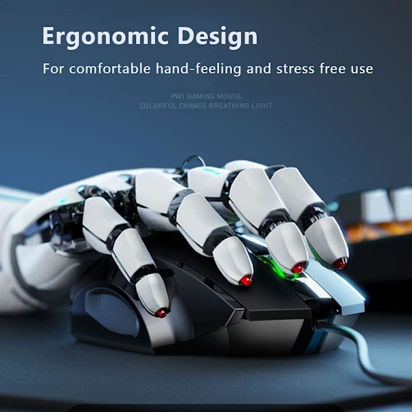 USB Computer Mus Wired, Lydløs Klik Kabelmus 3-Knap Wired Optisk Mus, Kontor og Hjem Mus, Ergonomisk Form til Windows Computere