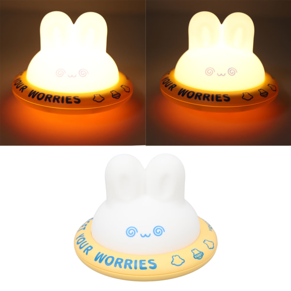 Cute Bunny Night Light Rechargeable 3 Levels Warm Light Soft Silicone Rabbit LED Night Light for Bedroom Decor