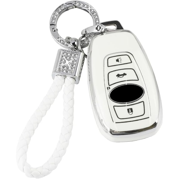 Key Fob Cover for Subaru TPU Keys Case Shell Protector 4 Button Bling Keychain for Subaru Outback Crosstrek Ascent Impreza Forest WRX BRZ Legacy