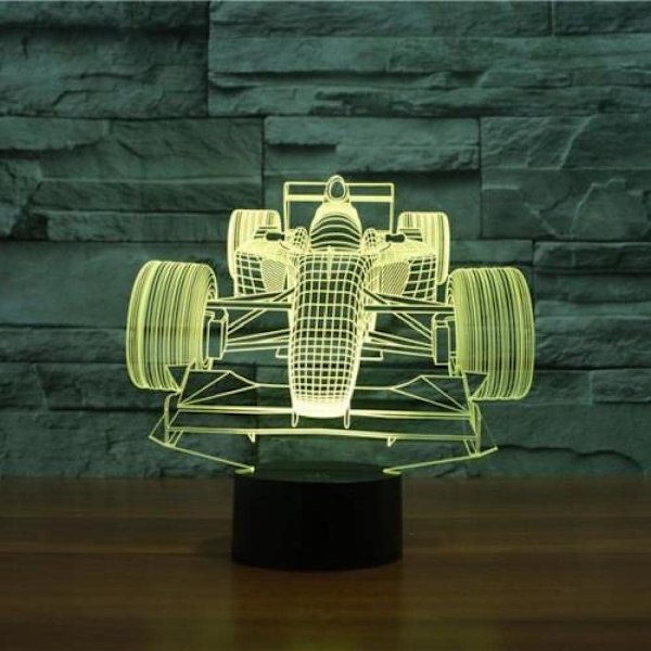 Automatisk Färgbyte Färgglad Racingbil 3D Illusion LED Nattlampa Smart Touch USB Bordlampa