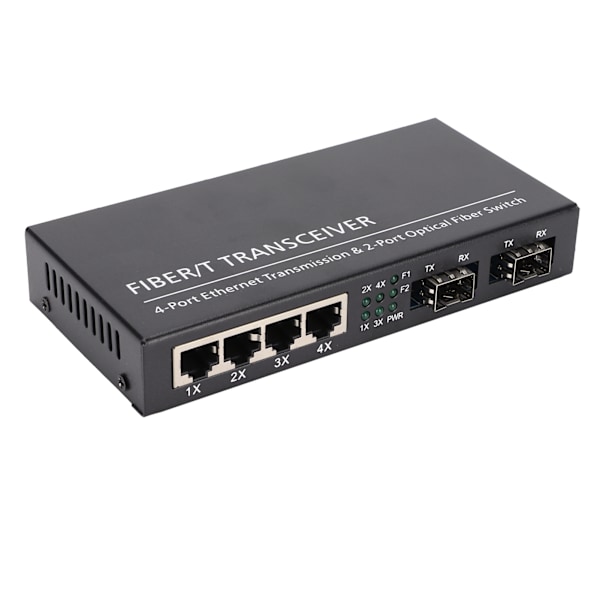 Ethernet Media Converter RJ45 10/100/1000M 2 Fiberoptik 4 Portar Adaptiv SFP för IEEE802.3Z / AB 1000Base‑SXLX