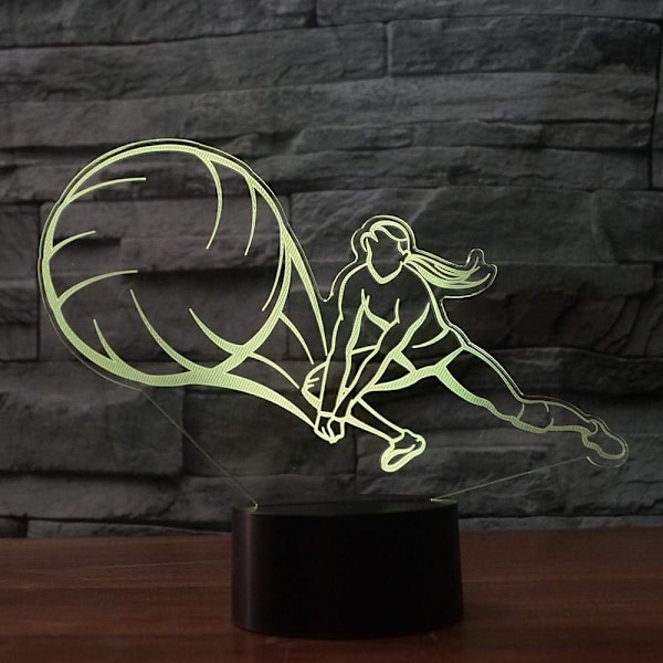 3D Volleyboll Nattlampa LED-lampa Illusion 7 Färgväxlande Touch Switch Bordsskiva Dekorationslampor Födelsedagspresent Akrylplatt ABS-bas USB Ca
