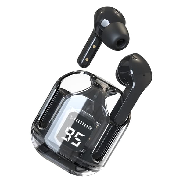 Trådløse ørepropper Stilig Transparent Multifunksjon Støyreduserende HiFi Stereo Touch Control Bluetooth-øretelefoner Svart