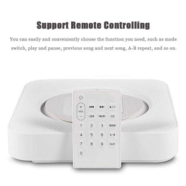 Bærbar vægmonteret Bluetooth-stereofjernbetjening CD MP3-afspiller