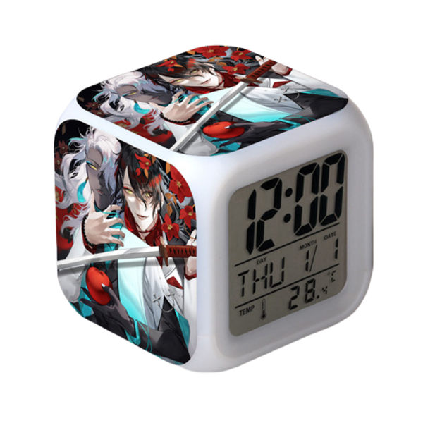 Wekity Anime  Alarm Clock One Piece LED Square Clock Digital Alarm Clock with Time, Temperature, Alarm, Date