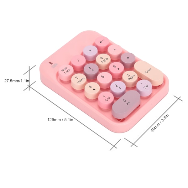 AJAZZ Trådløst numerisk tastatur Chokolade Keycap til spilretningsomskiftning AK18 2.4GPink