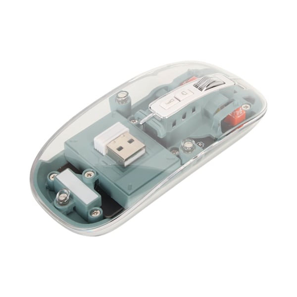 Trådlös Bluetooth-mus Transparent Clear Cool Shell Mute Click Färgglada Andningsljus Bärbar datormöss Grön