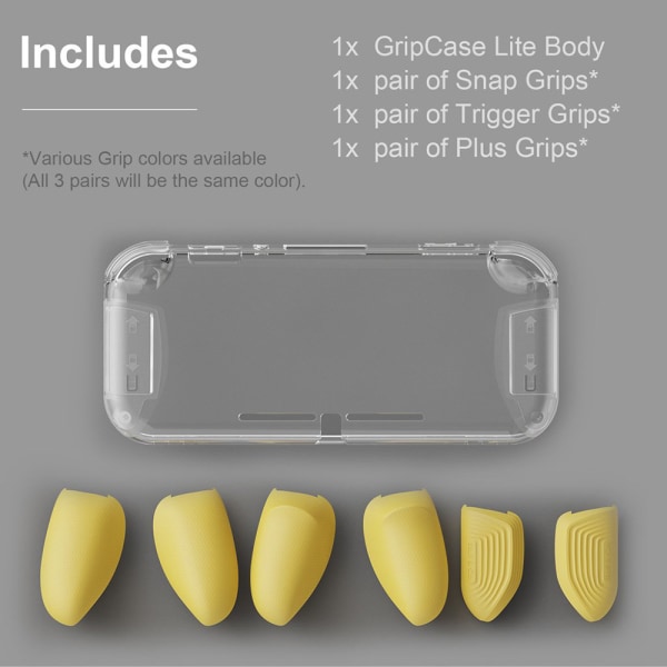GripCase Lite -paketti: Mukava case vaihdettavilla kahvoilla [sopii kaikkiin käsien kokoihin] Nintendo Switch Litelle