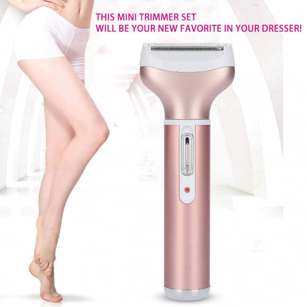 4-i-1 Elektrisk damrakningsset, Mini Elektrisk Smärtfri Hårborttagare Bikini Trimmer Rakhyvel för Kvinnor (Roséguld)