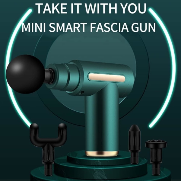 Mini massasjepistol Fascia-pistol Dypvevsmassasje USB-oppladning 4 massasjehoder Reise Hjem Håndholdt elektrisk massasjeapparat for kroppsavslapping Fitness