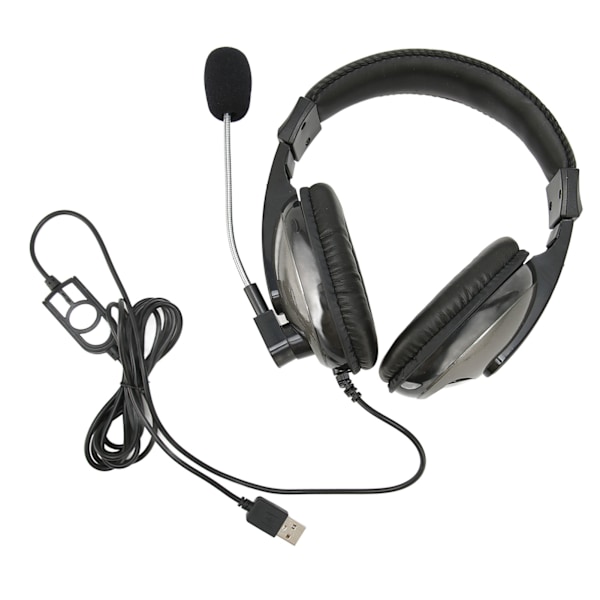 USB Gaming Headset med ledning, justerbar lydstyrke, gaming headset med mikrofon til pc, bærbar computer, til PS4