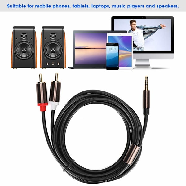 Kabel, ljudkabel, högtalarkabel dator subwooferkabel 2-i-1 högtalarsladd, för subwoofer för högtalare (2 meter)