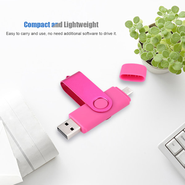 Rose Red Metal Rotation Portable USB Flash Drive High Speed U Disk Memory Stick (16G)
