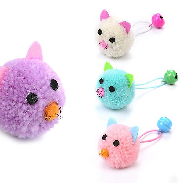 Katteplys legetøj musehoved form bjælder kattelegetøj katteurt plys mus killinger legetøj mini falsk mus (lilla)