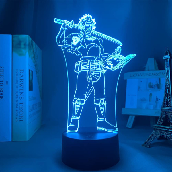 Anime 3D-lampa Black Clover Manga Yami Sukehiro Lampa Cool 3D Illusion Nattlampa Hemrumsdekoration Akryl LED-lampa (16 färger med fjärrkontroll)