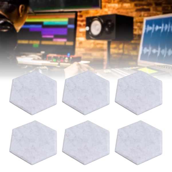 12 ST Hexagon akustiska paneler Ljudabsorberande paneler med hög densitet Ljudsäkra väggpaneler med fasad kant 14x12x7cm Silver Gray