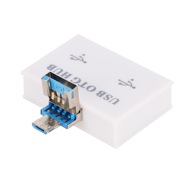 USB2.0 Oplader Data HUB Expander Til Android Telefon Konverter USB Hub Adapter(Hvid)
