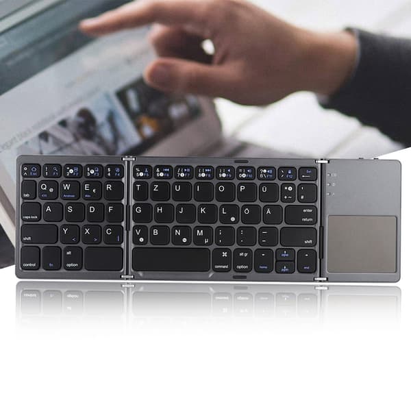 Foldbar Bluetooth 3.0 Trådløst Tastatur Med Touchpad For Android/Windows/IOS