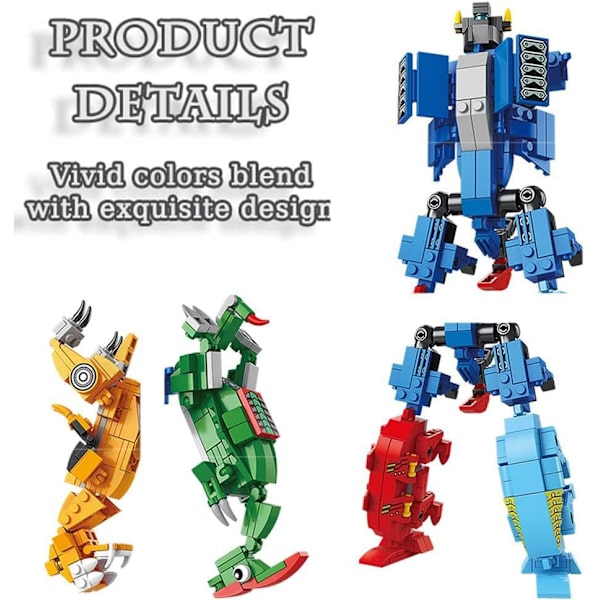 6 in 1 Dinosaurus Rakennuspalikat Setti, Robot Rakennussarjat, Dinosaurus Mecha Rakennuslelut STEM Oppiminen Rakennuspalikat Setti, Syntymäpäivälahjat Lapsille