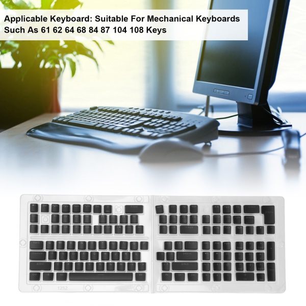 Tastaturtastaturer 129 taster Pudding Gennemsigtig OEM Højde PBT Tofarvet sprøjtestøbning DIY Keyboard Tastaturhætter Sort