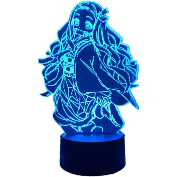 3D Anime Lampe Nezuko Kamado Figur Led Nattelys 7 Farger Berøring/Fjernkontroll 16 Farger Skiftende for Barnerom Innredning Manga Illusjon nattlys