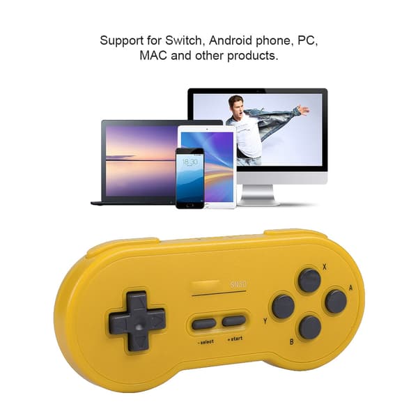Trådløs Bluetooth Gamepad Game Controller Håndtag med Joystick Til 8Bitdo SN30 (Gul)