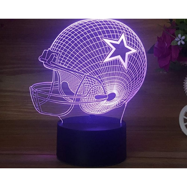 Fotballhjelm nattlys 7 farger LED, 7 farger gradvis endring berøringssensor USB bordlampe for feriegaver eller hjemmedekorasjoner