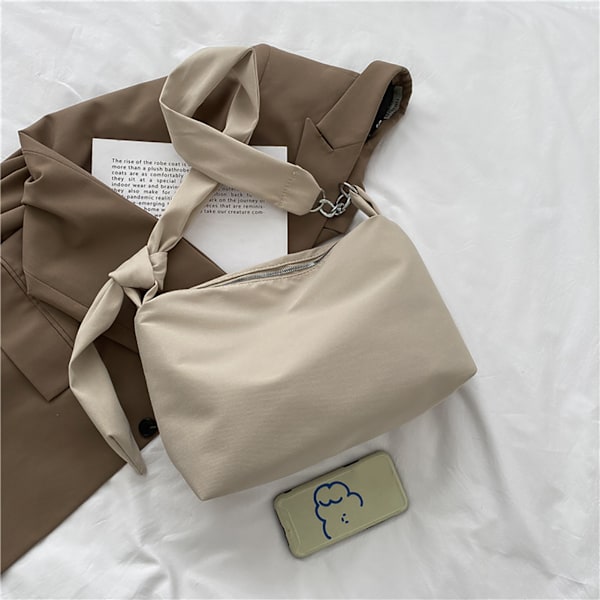 Kvinners Skulder Bag Stor Kapasitet Casual Lazy Style Messenger Bag for Skole Arbeid Gratis Størrelse Beige