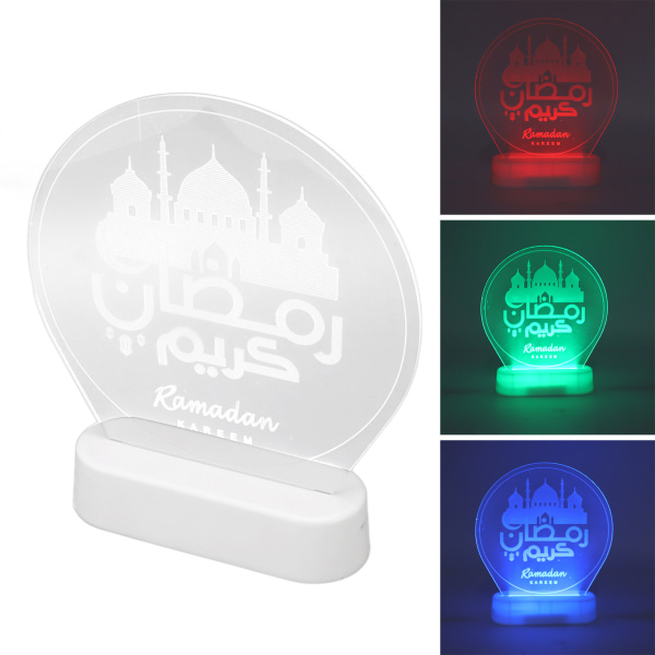 Eid Mubarak LED Night Light 3D Colorful Remote Control Ramadan Decorative Table Lamp for Muslims Family Islamic Holiday Party