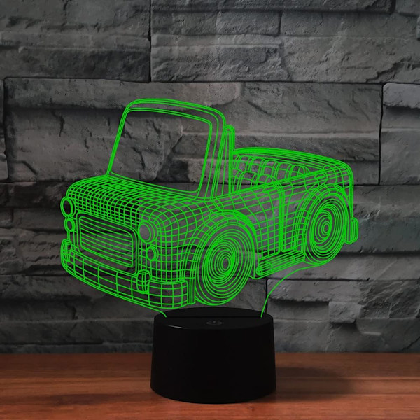 3D Bil Nattlys Bordsklampe Optisk Illusjon Lamper 16 Farge Skiftende Lys LED Bordlampe Jul Hjem Kjærlighet Bursdag Barn Barn Dekor Leke Gave