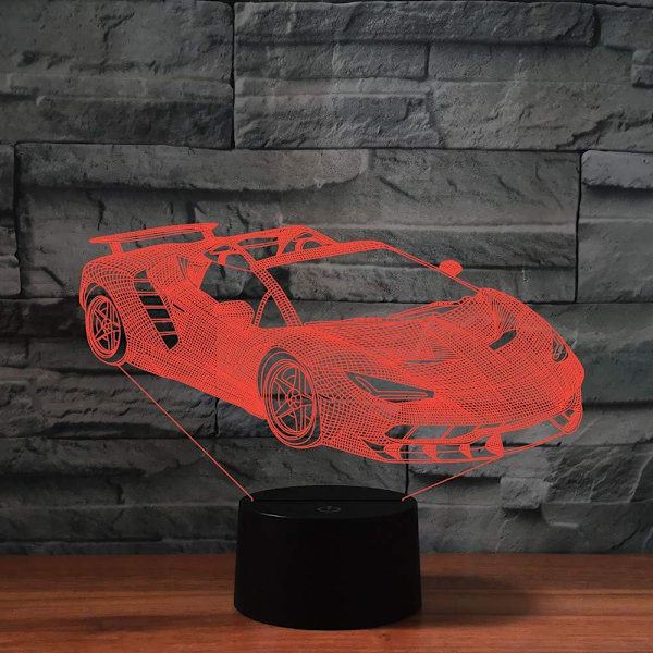 3D Sportsbil nattlys bordsklampe optisk illusjon lamper 7 fargeendrende lys LED bordlampe jul hjem kjærlighet bursdag barn dekor leketøy gave