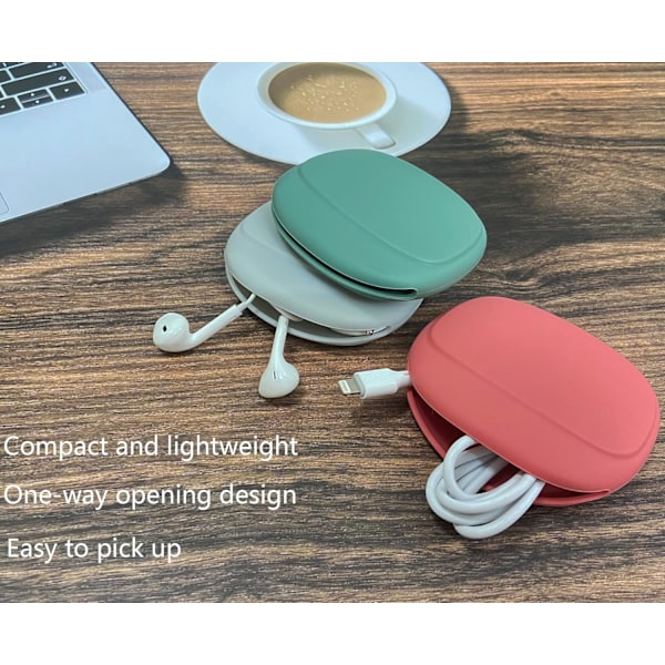 Silikone Hovedtelefon Organizer - Datakabel Opbevaringsetui - Mini Nøgleboks - Bærbar Ledningsført Headset Opbevaringspose Red-Grey-Green