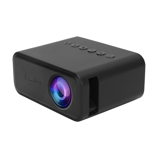 YT500 Mini projektor bærbar filmprjektor med lyd og video/USB/hukommelseskort-grænseflader 100‑240V sort EU-stik