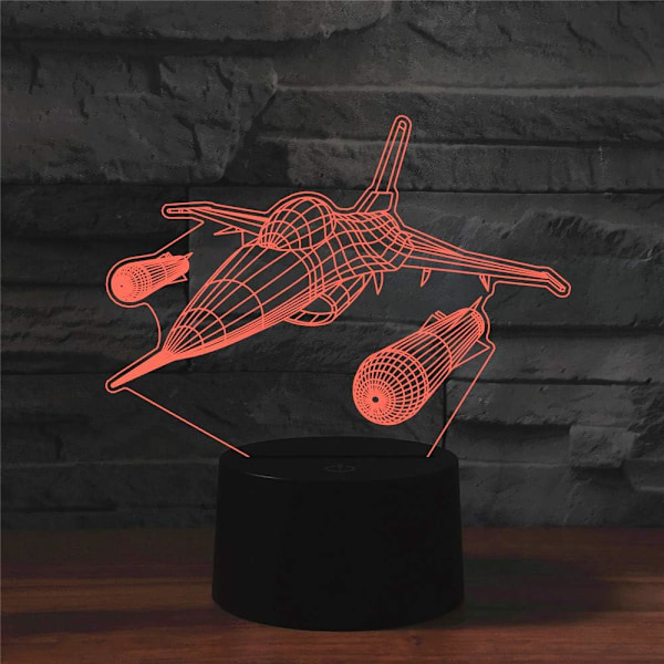 3D Jagerfly-Fjernkontroll 16 Farger Nattelysbilder Illusionsakryl LED Bord- og Nattbordlampe Barn Soverom Skriveborddekor Bursdagsgaver Leke