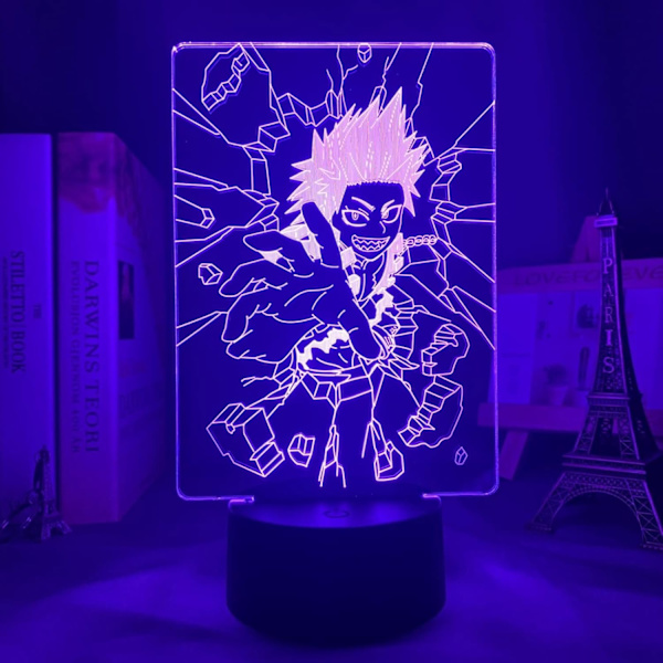 3D LED Illusion Lampe Natlampe Eijiro Kirishima LED Natlampe Anime My Hero Academia Lampe til Børneværelses Dekoration Eijiro Kirishima 3D Lampe Fødselsdag