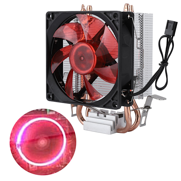 Rød Kold Storm CT-2U 3Pin 2100 RPM Dobbelt Kobberrør CPU Radiator 4P Temperaturstyring