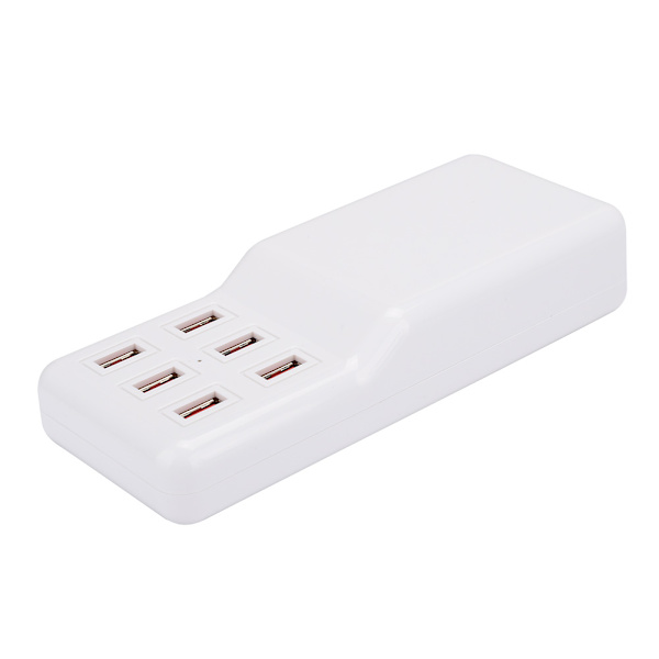 60W DC5V3.5A Utgang 6 Port USB Desktop Lader med Hvit Slank Kropp for Hjemmemiljø(  )
