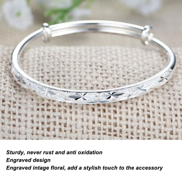 30g Cupronickel Armband Justerbar Mode Smycken Graverad Kvinnor Rund Armband för Kvinnor