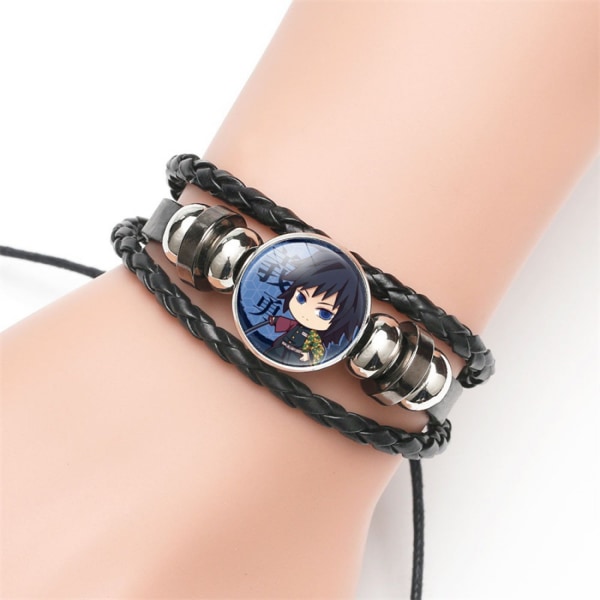 Herre Vintage Læder Armbånd Reb Armbånd Bangle Demon Slayer  Reb Justerbar (F)