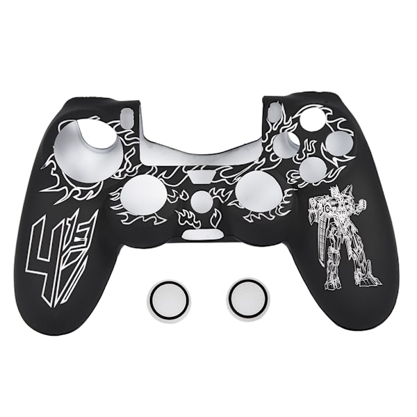 Blød silikone cover med Transformers-design til PS4-controller - Hvid og sort