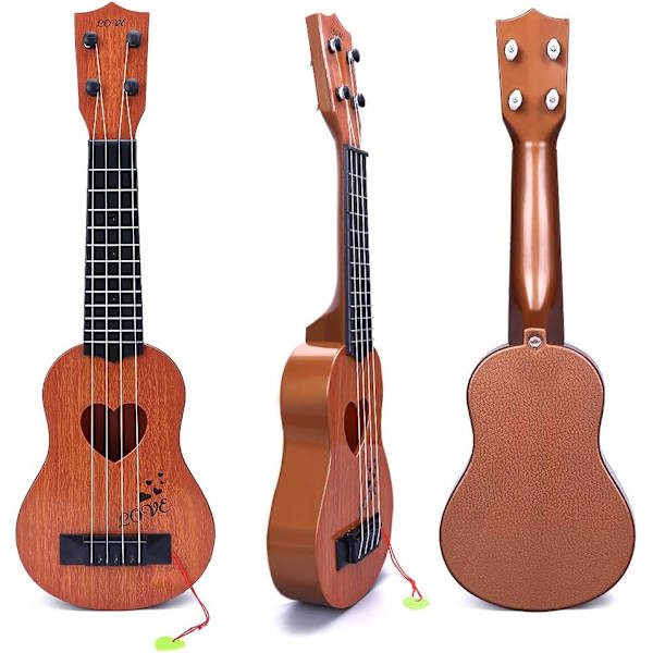 YEZI Barnens Leksak Klassisk Ukulele Gitarr Musikinstrument, Brun