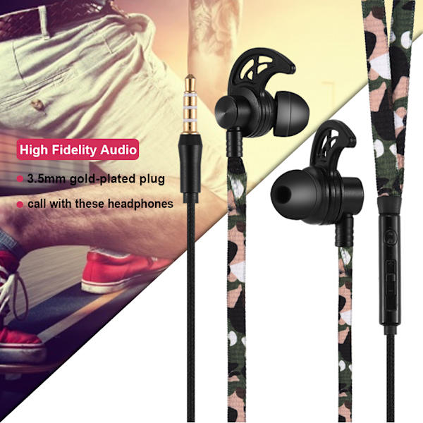 3,5 mm flettet stereo kablet headset hovedtelefon med mikrofon til Samsung Galaxy sort