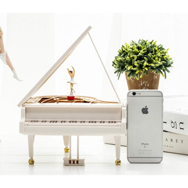 Pianomusikbox för Kvinnor Flickor Vit Alla Hjärtans Dag Present Mekanisk Klassisk Balletflicka Dansande Musikbox Födelsedagspresent