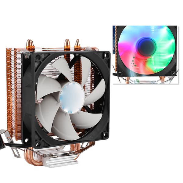 9cm CPU-køler Farverig lys Enkelt ventilator Guld Radiator Varmeafledning